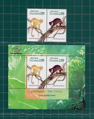 出清價 ~ 動物專題 印尼 1996年 貂郵票 ~ 套票 小全張