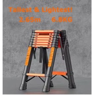 Lightest & Tallest -Compact foldable 4 step telescopic Ladder 6.8kg to reach 2.65m meters