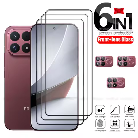 6-in-1 For Poco F9 Ultra Glass Poco F9 Pro Tempered Glass Full Cover 9H HD Screen Protector Xiaomi P