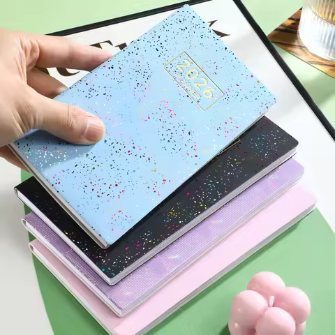 1pc A6 specification 2026 English plan book, 64 thin 128 page weekly calendar books, laser colorful 