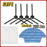 For ILIFE V55 Pro Robot Vacuums Spare Part Hepa Filter Side Brush Mop Cloth Replacement Kit