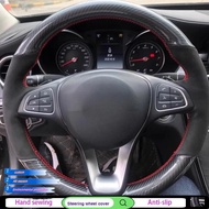 Custom Hand-stitched Carbon Fiber Car Steering Wheel Cover For Mercedes-Benz W 176 A180 A200 B180 B2