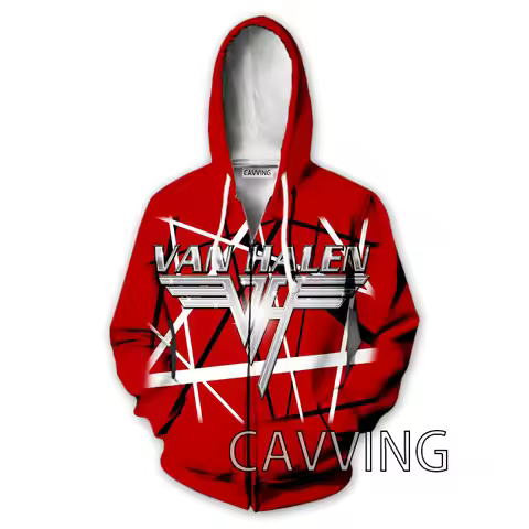CAVVING 3D Print Van Halen Band Zipper Hoodies Zip Up Hooded Sweatshirt Harajuku Hoodie Sweatshirts 