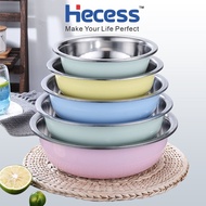 Hecess Set Besen Keluli Tahan Karat Berwarna untuk Basuh Sayur & Sup, Colorful Stainless Steel Basin