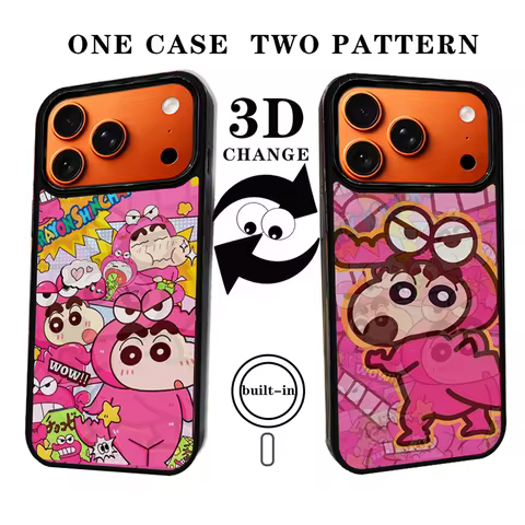 2-in-1 3D Flip Graphics Magnetic Crayon Shin-chan Phone Case For iPhone 17pro max/iPhone 17 pro/ipho