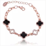SSA Italian Luxury Zircon Crystal Clover Flower Charm Bracelet Jewelry BE5