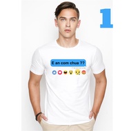 ALBUM 1 - Men's t-shirt with facebook chat printed on it, you eat rice, not thick and smooth fabric