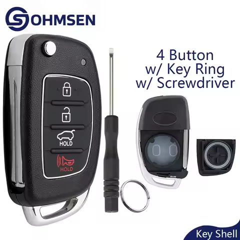 For Hyundai 4 Button Remote Key Fob Case + Rubber Pad + Flip Blade i10 i20 i30 i40 ix20 ix35