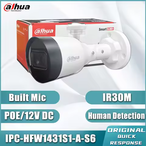 Dahua IPC-HFW1431S1-A-S6 4MP Bullet Camera Outdoor Waterproof IP67 Night Vision 30m Security Monitor