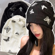 YK2 Sweet Cool Butterfly Embroidery Stretchy Slouchy Hat - Women Japanese Style Casual Streetwear Bu