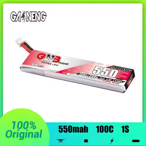GAONENG GNB LiHV 1S 3.8V 550mAh 100C PH2.0 Plastic Head LiPo Battery for FPV Drone Emax Tinyhawk S N