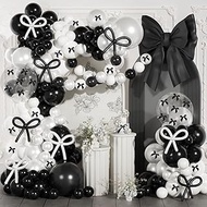 Black and White Balloon Arch Kit, JOGAMS 199Pcs Bow Balloon Arch Kit with 260 Clear Pearl White Ball