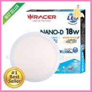 โคมดาวน์ไลท์หน้ากลม 6 นิ้ว LED 18 วัตต์ Warm White RACER รุ่น NANO-D 18W WW27 สีขาว **ขายดีที่สุด**