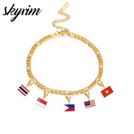 SKYRIM Country Malaysia Philippines Singapore Flag Iran 10*6.6mm Charms Bracelet Stainless Steel Fas