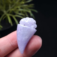 【招財神獸】紫羅蘭巧雕貔貅龍牙項鍊 | 天然緬甸翡翠A貨 | 送禮