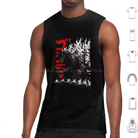 Gojira Millenium 2000 Minus 1 Shin Tank Tops Print Cotton Gojira Kaiju Giant Monsters Ghidorah Mothr
