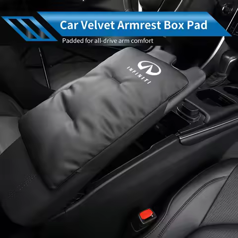Car Velvet Armrest Box Cushion Center Console Pad Accessories For Infiniti Q50 FX35 Q30 G37 Q70 QX70
