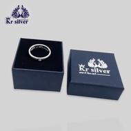 Kr silver เงินแท้เคลือบทองคำขาว : แหวนเพิ่มพูนทรัพย์ พลอยนพเก้า แหวนแห่งความสุข ความเจริญ และความร่ำรวย