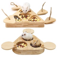 Wooden Hamster Feeder Hamster Guinea Pig Rabbit Feeder Djungarian Hamster Hamster Snack Dish Small Pet Foraging Toy