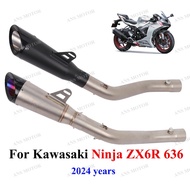 For KAWASAKI Ninja ZX6R 636 2024 Years Motorcycle Exhaust Slip On Escape ZX6R Exhaust Black Muffler