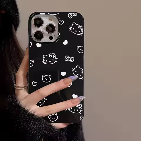 NEW Graffiti Sanrio Hello Kitty Phone Case For 15 14 13 Pro Max Sweet Cool Cute 11 12 Pro XR XS 7 8 