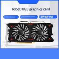 1Set RX580 8G Graphics Card Radiator Dual Fan Game Graphics Card 7000MHz Desktop Computer Game Graphics Card Black