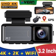 【4K+2K+GPS】3.2inch 4K WIFI Dashcam Dual Channel DVR Recorder 4K Front+2K Rear Built in GPS Support 2