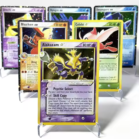 PKM Crystal Guardians(CG) Series PTCG Foil Proxy Game Rare Cards Alakazam Celebi Swampert/Blaziken/G