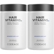 Codeage Hair Vitamins 10000 mcg Biotin, Keratin, Collagen, Vitamin A, B12, C, D3, E, Zinc, Turmeric,