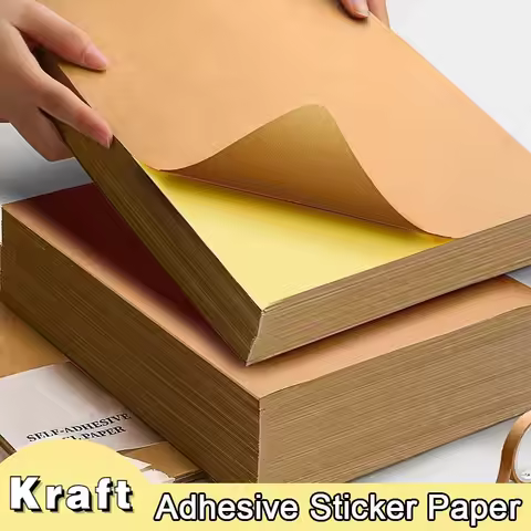 A4 A5 Kraft Self-adhesive Sticker Paper 20/50/100PCS Light Dark Brown Color Adhesive Label for Inkje