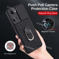 Oppo Reno 11 11Pro 5G Shockproof Armor Casing For Oppo Reno 11 F Reno11Pro Reno11 Pro 5G 4G Car Magnetic Ring Stand Holder Push Pull Camera Protect Phone Case Shell Camera Back Cover