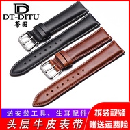 Genuine Genuine Leather Watch Strap Men's Suitable for Tissot Langqin Omega TECO Rolex Pin Buckle Accessories
