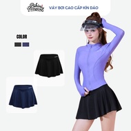 Women's swim trunks with a discreet, stretchy flared skirt style for picnics - Bikini Passport - BS1