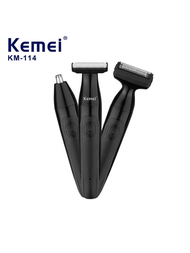 Usb充電防水3合1男士剃須刀kemei Km-114干濕兩用可水洗設計3合1男士個人修容套裝
