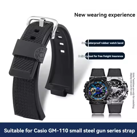 for CASIO Casio strap GSHOCK Heart of Steel small steel cannon GM110 Black Samurai rubber watch with