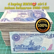 4pcs Rm10 1Ringgit siri 6 duit kertas lama duit rm1 lama duit Malaysia lama rm1 kertas lama barang a