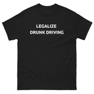 Men's T-Shirt With Funny Text Pattern "Let's Drive While Drunk" With A Friction Message About Drinki