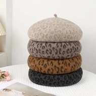 XDJTS Vis rover ใหม่ 4 สี Leopard Winter Beret Female Cap ฤดูใบไม้ร่วงฤดูหนาวหมวกขนสัตว์คุณภาพสูงแฟช