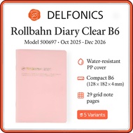 Delfonics Rollbahn Clear B6 Monthly Planner 2026 (Oct 2025 Start) – Compact Water-Resistant PP Cover