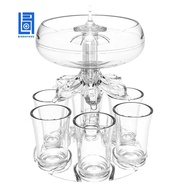 Party Drink Dispenser with 6 Shot Glasses Set - Acrylic Touchless Liquor Dispenser for Beverage Cider Cocktail