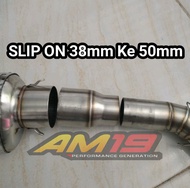 Slip On 38mm ke 50mm Penyambung Knalpot Racing Adaptor Memperpanjang klx crf Dtracker Wr155 Vario Beat Mio Nmax Aerox Pcx