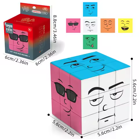 Emoji Cube Stickerless, 3x3 Speed Cube, 3D Puzzle Cube Suitable for Both Children and Adults, Educat