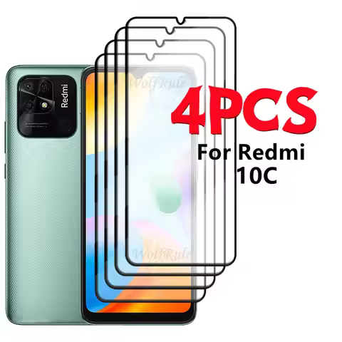 4/3/2/1PCS For Redmi 10C Glass Xiaomi Redmi 10C Tempered Glass Protective Full Cover Glue HD 9H For 