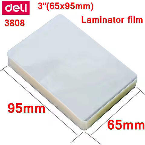 1 BAG 100PCS/lot Deli 3808 thermal laminating film 3"(65x95mm) size 70 mic photo documents PET hot l
