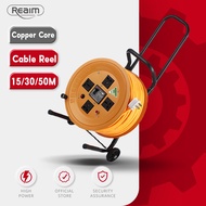 REAIM 15/30/50M Portable Extension Cable Reel Plug Wire Extension Cord Penyambung Wayar