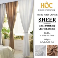 Sheer White & Brown Color 6 7 8 9 10 feet Light Filter Soft Airy Langsir Curtain Sheer Hook Ring
