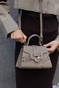 XOTIQUE Emily 20 Epsom Taupe/Python Bag