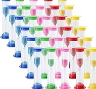 ZOENHOU 30 Piece Sand Timer Set, 1 Minute Timer, 5 Colours Plastic Glass Timer, 8.7 x 2.5 cm, for Br