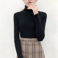 SWEATER RAJUT WANITA TURTLE NECK STRETCH IMPORT