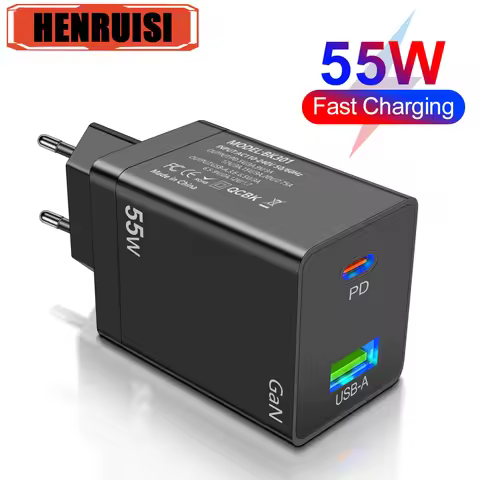 55W GaN USB Type C Charger PD QC 3.0 Quick Charger For Macbook Laptop IPAD Tablet iPhone 15 14 Samsu